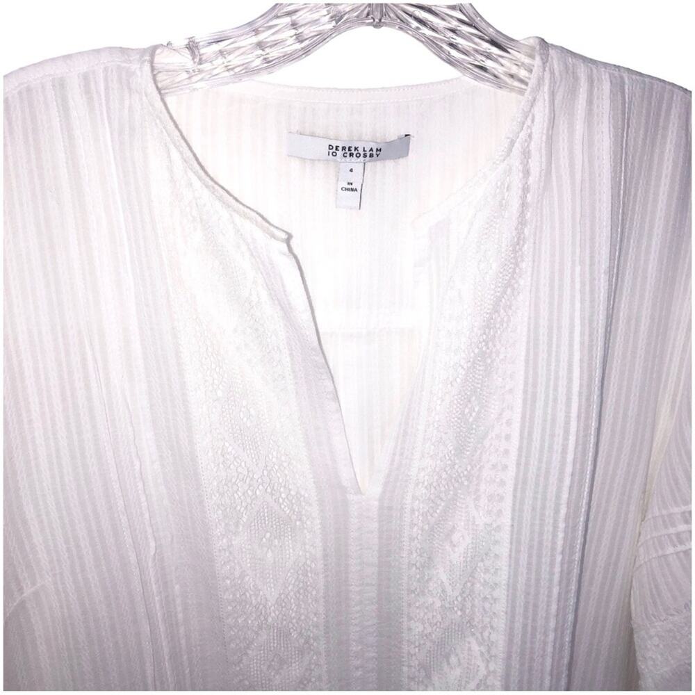 Derek Lam 10 Crosby Pintuck Tassel Trim Top 4 EUC - Picture 5 of 11